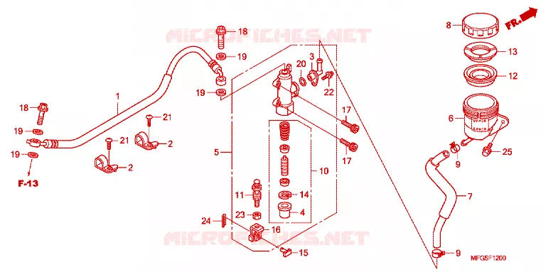 MAITRE CYLINDRE DE FREIN ARRIERE Honda MOTO 600 HORNET 2010  CB600FA_BR