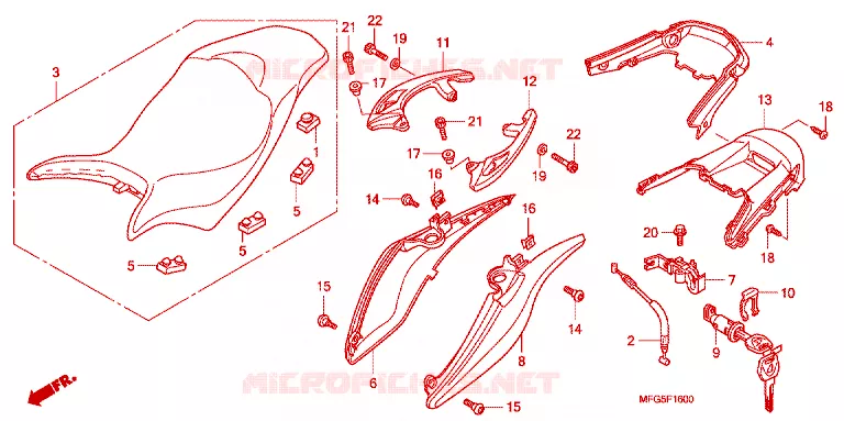 SELLE - CARENAGE ARRIERE Honda MOTO 600 HORNET 2011  CB600FB_BR