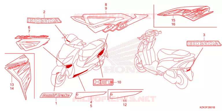 AUTOCOLLANTS Honda SCOOTER 110 DIO 2017  SCV110FH