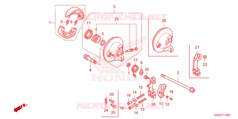 FLASQUE - MACHOIRES DE FREIN AVANT Honda SCOOTER 110 DIO 2021  SCV110FH