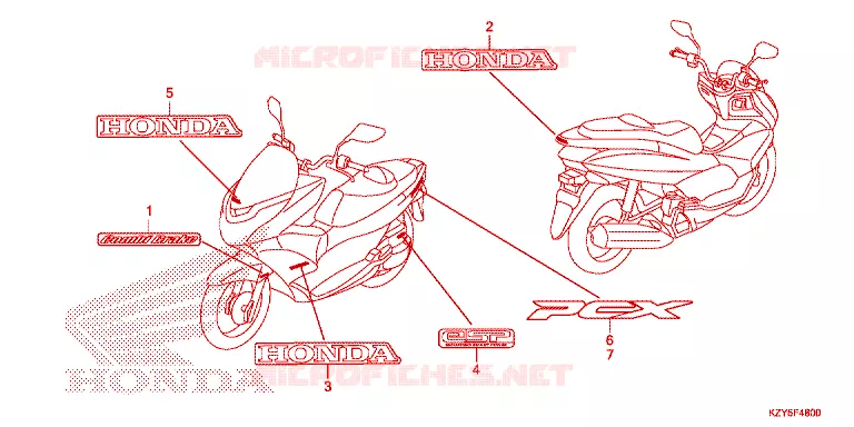 AUTOCOLLANTS Honda SCOOTER 150 PCX 2015  WW150F