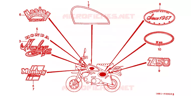 AUTOCOLLANTS Honda MOTO 50 MONKEY 1985  Z50JF_M