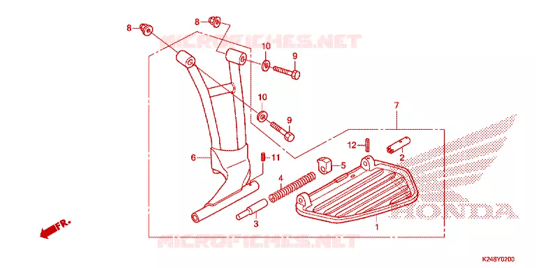 ENSEMBLE MARCHE PIEDS Honda SCOOTER 125 ACTIVA 2015  SCV125E