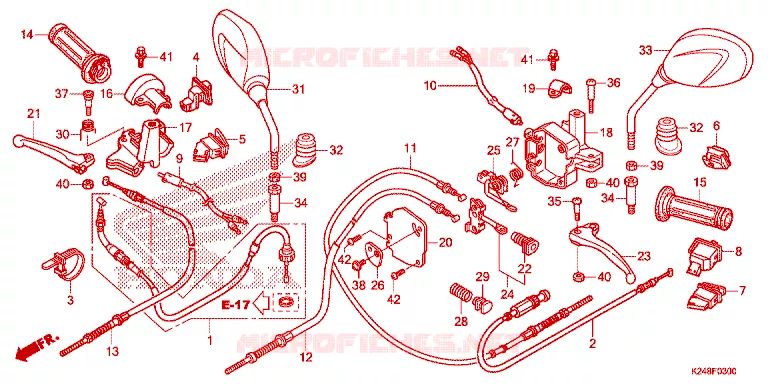LEVIER DE GUIDON - CABLE - COMMODO Honda SCOOTER 125 ACTIVA 2016  SCV125G