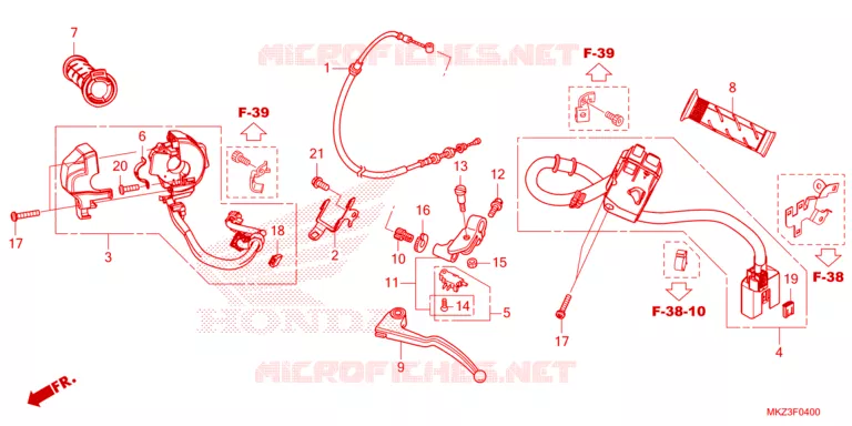 LEVIER DE GUIDON - CABLE - COMMODO Honda MOTO 600 CBR 2024  CBR600R3R