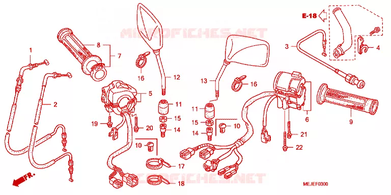 COMMODO - LEVIER - CABLE Honda MOTO 1300 CB 2007  CB13007