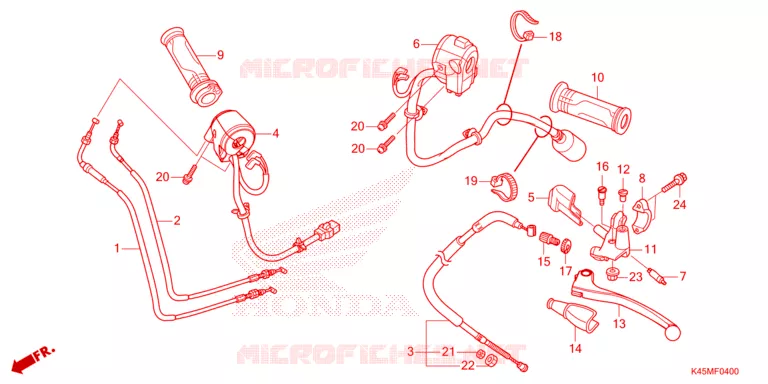 LEVIER DE GUIDON - CABLE - COMMODO Honda MOTO 150 CBR 2022  CBR150RAM