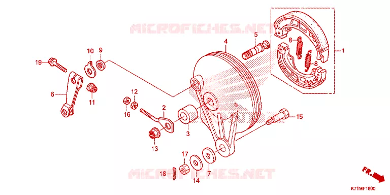 FLASQUE - MACHOIRES DE FREIN ARRIERE Honda MOTO 110 WAVE 2023  AFS110MCSN_MA