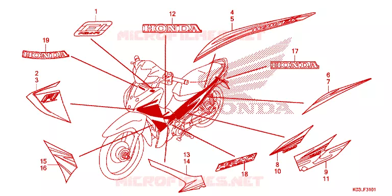 AUTOCOLLANTS Honda MOTO 110 WAVE 2014  AFS110MSFE