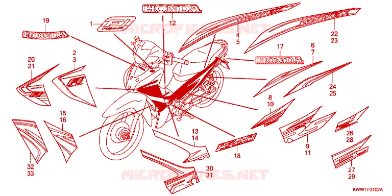 AUTOCOLLANTS Honda MOTO 110 WAVE 2016  AFS110MSFF