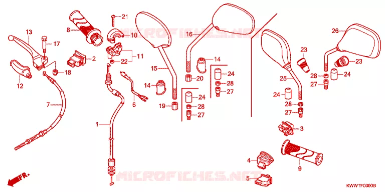 LEVIER DE GUIDON - CABLE - COMMODO Honda MOTO 110 WAVE 2015  AFS110MSFF