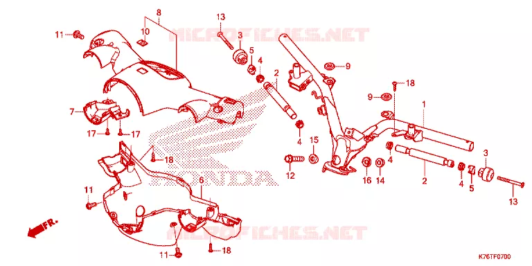 GUIDON - CARENAGE Honda MOTO 110 CUB 2019  NBC110MDFK