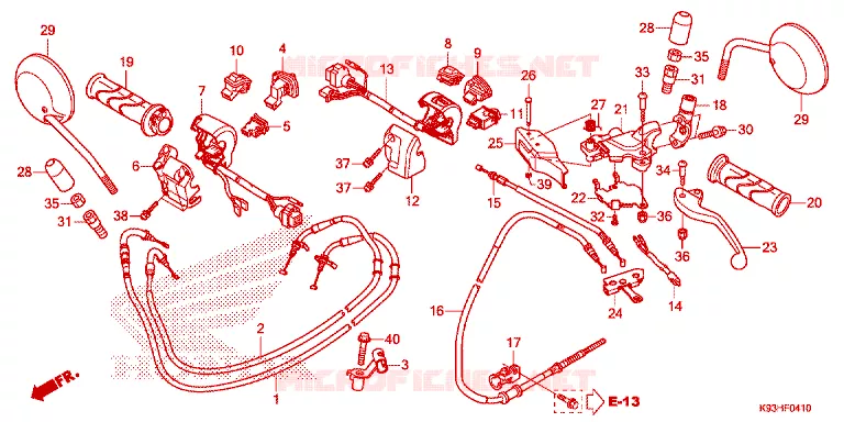 LEVIER DE GUIDON - CABLE - COMMODO Honda SCOOTER 110 SCOOPY 2017  ACF110BTH