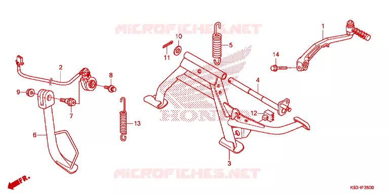 BEQUILLE CENTRALE - PEDALE DE FREIN Honda SCOOTER 110 SCOOPY 2019  ACF110CBTK_TH
