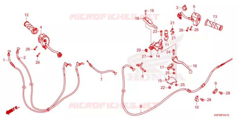 LEVIER DE GUIDON - CABLE - COMMODO Honda SCOOTER 110 SCOOPY 2024  ACF110BTR_2TH