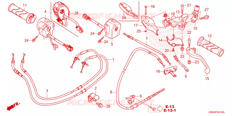 LEVIER DE GUIDON - CABLE - COMMODO Honda SCOOTER 125 CLICK 2020  ACB125BTL