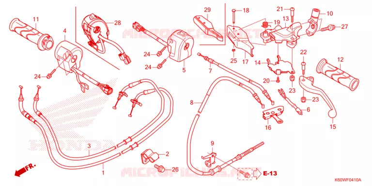 LEVIER DE GUIDON - CABLE - COMMODO Honda SCOOTER 125 CLICK 2021  ACB125BTM