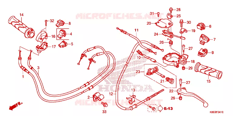 LEVIER DE GUIDON - CABLE - COMMODO Honda SCOOTER 125 CLICK 2018  ACB125CBTH_TH