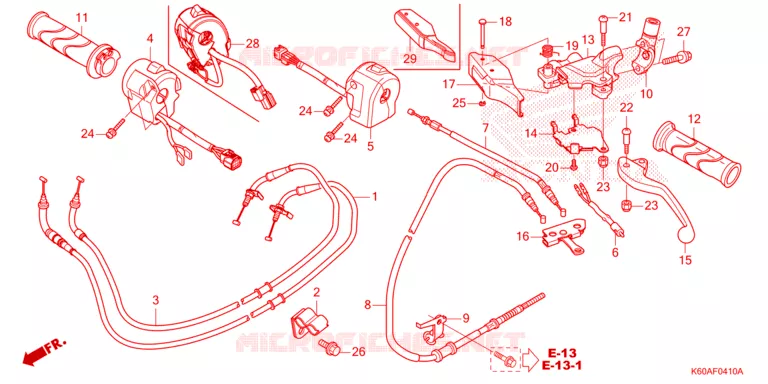 LEVIER DE GUIDON - CABLE - COMMODO Honda SCOOTER 125 CLICK 2020  ACB125CBTL_TH