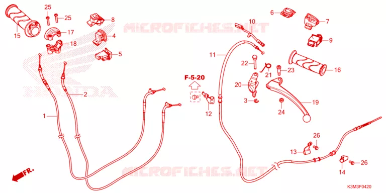LEVIER DE GUIDON - CABLE - COMMODO Honda MOTO 125 GIORNO 2024  ACF125CAR_TH