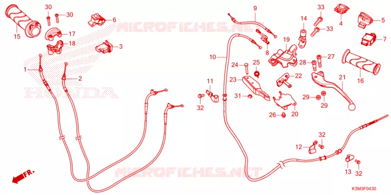 LEVIER DE GUIDON - CABLE - COMMODO Honda MOTO 125 GIORNO 2024  ACF125CBR_TH