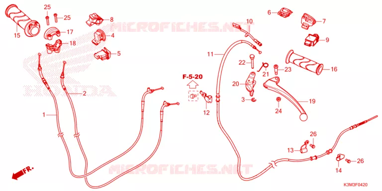 LEVIER DE GUIDON - CABLE - COMMODO Honda MOTO 125 GIORNO 2024  ACF125CAR_TH
