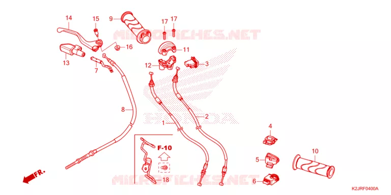 LEVIER DE GUIDON - CABLE - COMMODO Honda MOTO 110 WAVE 2024  AFS110KDFR