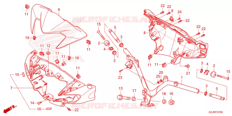 GUIDON - CARENAGE Honda MOTO 110 WAVE 2024  AFS110MCFR