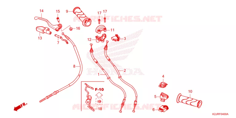 LEVIER DE GUIDON - CABLE - COMMODO Honda MOTO 110 WAVE 2024  AFS110MCFR