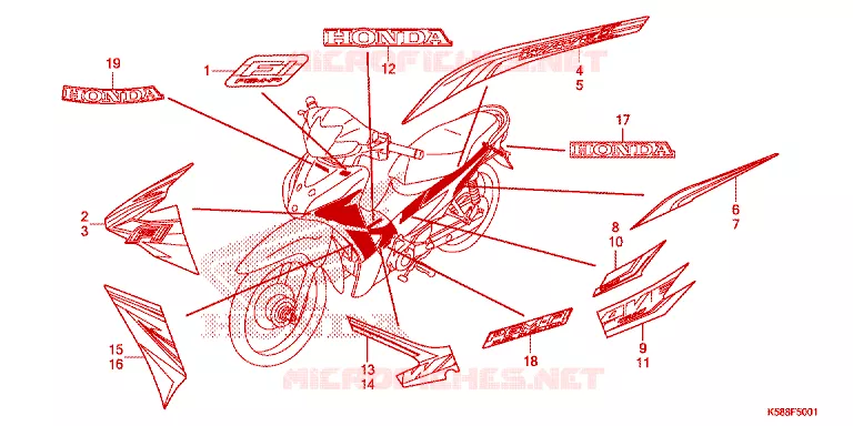 AUTOCOLLANTS Honda MOTO 110 WAVE 2017  AFS110MSFH
