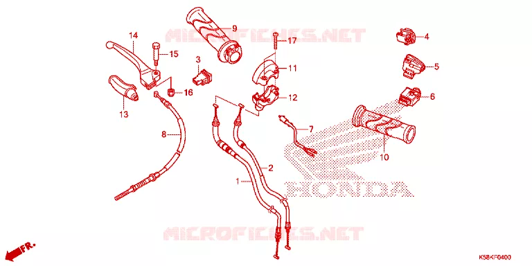LEVIER DE GUIDON - CABLE - COMMODO Honda MOTO 110 WAVE 2019  AFS110MSFK