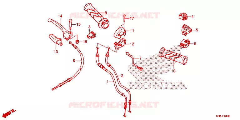 LEVIER DE GUIDON - CABLE - COMMODO Honda MOTO 110 WAVE 2020  AFS110MSFL