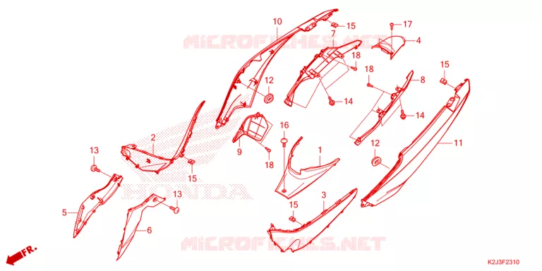 CARENAGE ARRIERE Honda MOTO 110 WAVE 2021  AFS110MSFM