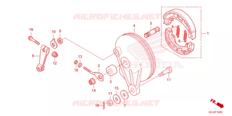 FLASQUE - MACHOIRES DE FREIN ARRIERE Honda MOTO 110 WAVE 2022  AFS110MSFN