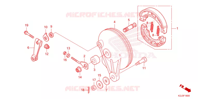FLASQUE - MACHOIRES DE FREIN ARRIERE Honda MOTO 110 WAVE 2022  AFS110MSFN