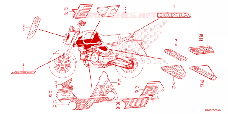 AUTOCOLLANTS Honda MOTO 125 GROM 2021  MSX125AM
