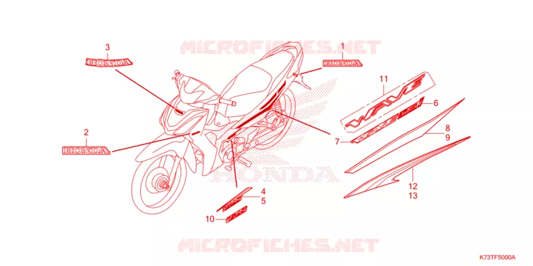 AUTOCOLLANTS Honda MOTO 125 WAVE 2022  AFS125CSFM
