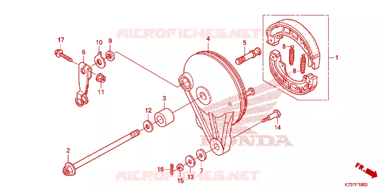 FLASQUE - MACHOIRES DE FREIN ARRIERE Honda MOTO 125 WAVE 2022  AFS125CSFM