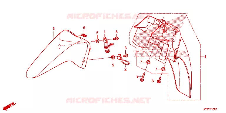 GARDE BOUE AVANT Honda MOTO 125 WAVE 2021  AFS125CSFM