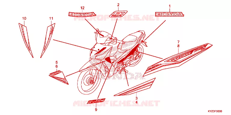 AUTOCOLLANTS Honda MOTO 125 WAVE 2013  AFS125MSFD