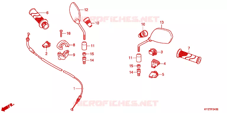 COMMODOS - POIGNEES - CABLES - MIROIR Honda MOTO 125 WAVE 2015  AFS125MSFE