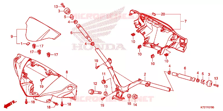 GUIDON - CARENAGE Honda MOTO 125 WAVE 2020  AFS125MSFL
