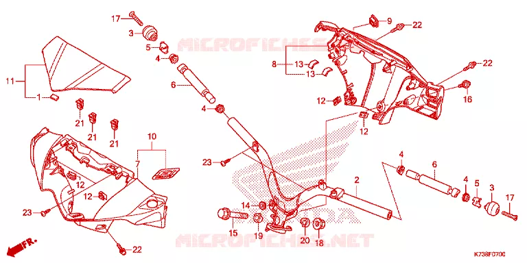 GUIDON - CARENAGE Honda MOTO 125 WAVE 2015  AFS125CSFG