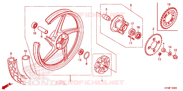 ROUE ARRIERE Honda MOTO 125 WAVE 2016  AFS125CSFG