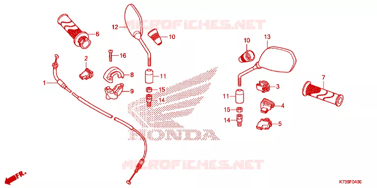 HANDLE SWITCH/CABLE/MIRROR (1) Honda MOTO 125 WAVE 2017  AFS125KSFH_TH