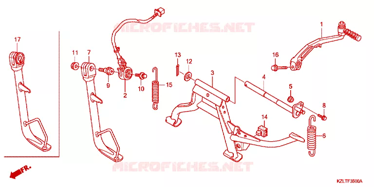 BEQUILLE CENTRALE - PEDALE DE FREIN Honda SCOOTER 110 SPACY 2012  NSC110SFC