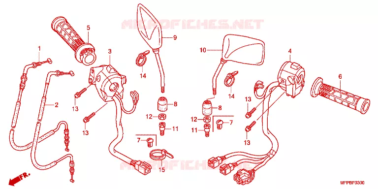 COMMODO - LEVIER - CABLE Honda MOTO 1300 CB 2012  CB1300SAB_2J