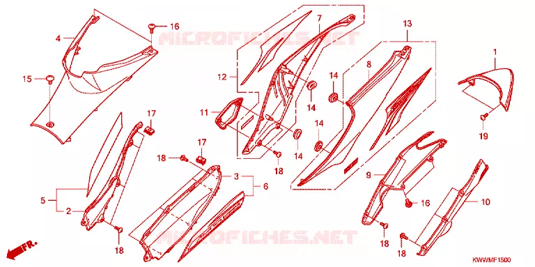 CARENAGE ARRIERE Honda MOTO 110 WAVE 2012  AFP110MCSC
