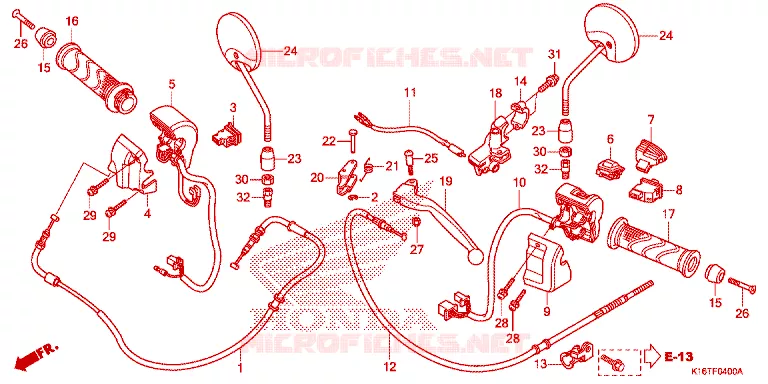 COMMODO - LEVIER - CABLE Honda SCOOTER 110 SCOOPY 2015  ACF110CBFF