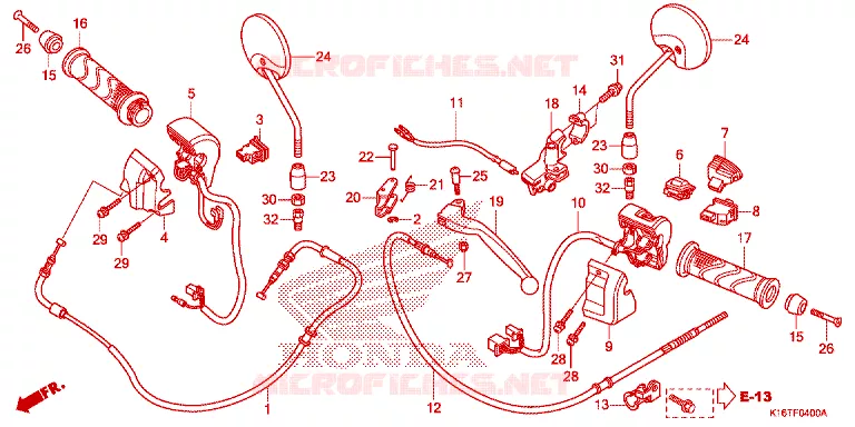 LEVIER DE GUIDON - CABLE - COMMODO Honda SCOOTER 110 SCOOPY 2016  ACF110SFG_3TH